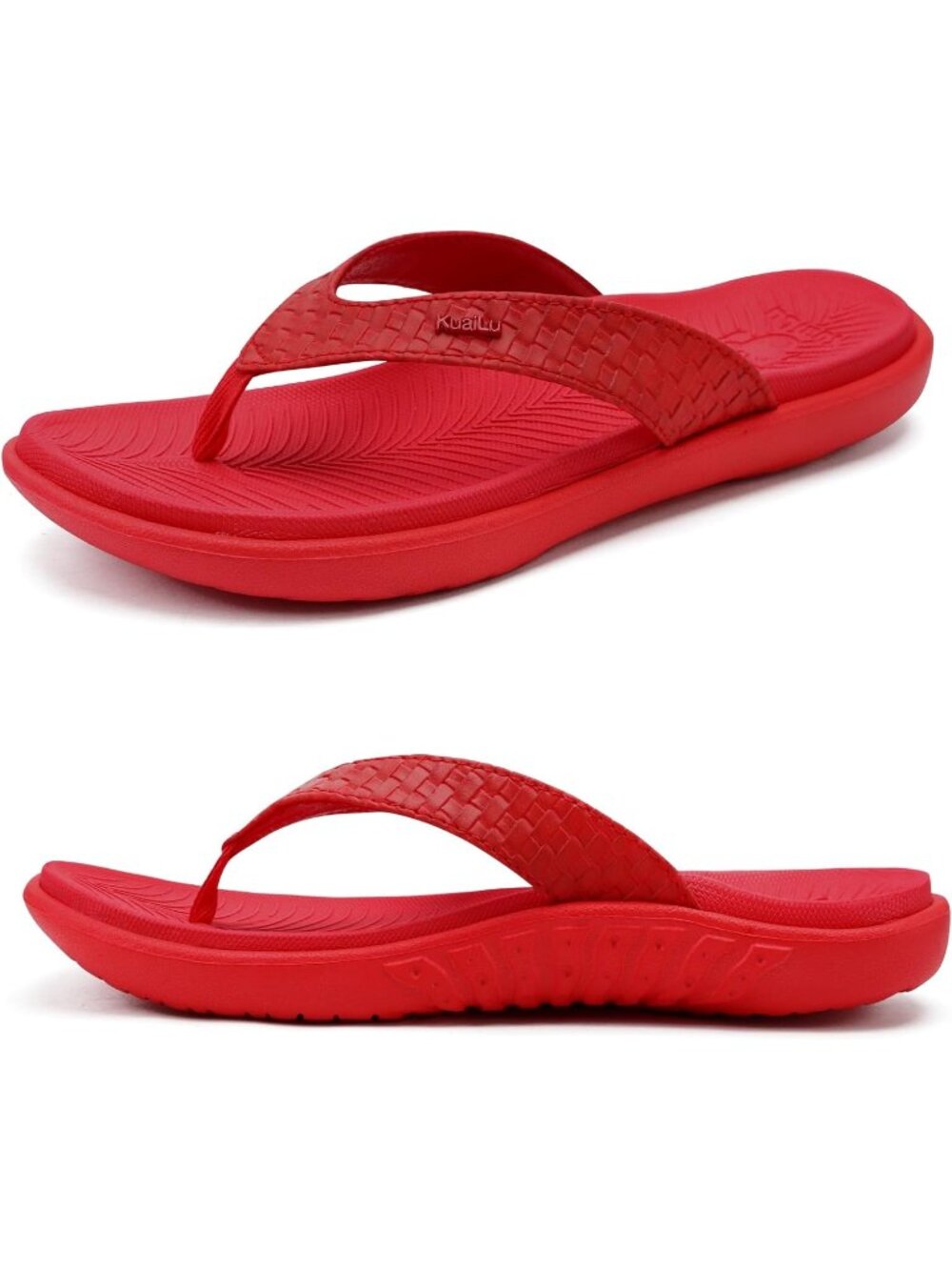 Women's Red Arch Support Yoga Mat Thong Slip On Slides Flip Flop Sandal Shoes